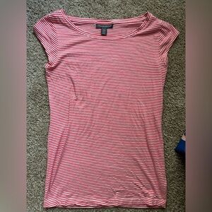 Maternity “A Pea in the Pod” Red Striped Short Sleeve Top